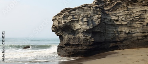 Rocks that are eroded by nature present the shape of the Queen s head Yehliu Geological Park Taiwan. Creative Banner. Copyspace image photo