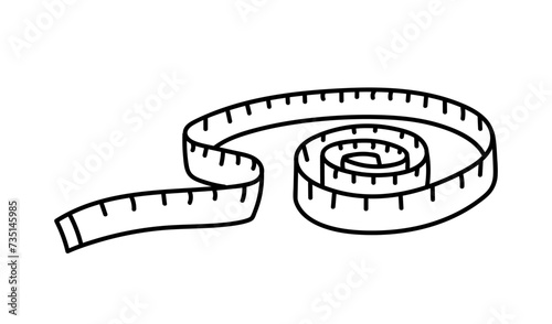 Knitting element linear. Knitting and needlework, handmade. Sewing tape. Minimalistic creativity and art. Template and layout. Outline flat vector illustration isolated on white background