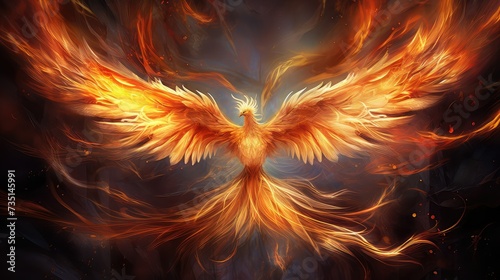 bird phoenix flames