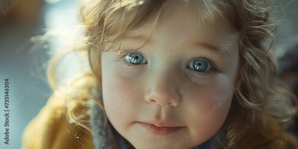 A close-up view of a child with striking blue eyes. Perfect for advertisements, magazines, or any project that needs an innocent and captivating image A close-up view of a child with striking blue eyes. Perfect for advertisements, magazines, or any project that needs an innocent and captivating image