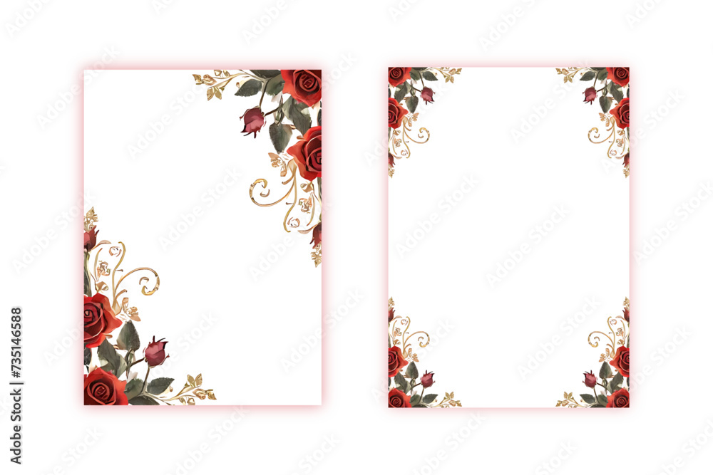 Obraz premium Wedding invitation flower card template greeting cards rose beautiful elegant