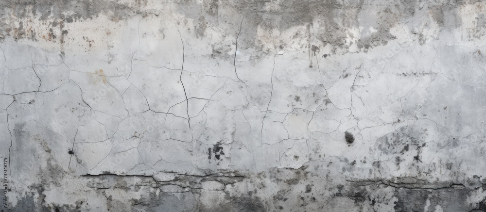 Obsolete and abandoned gray concrete wall texture with many cracks Textured Concrete Facade Grey Weathered Texture Architecture Aged Plaster Cover Rustic Exterior Empty. Creative Banner