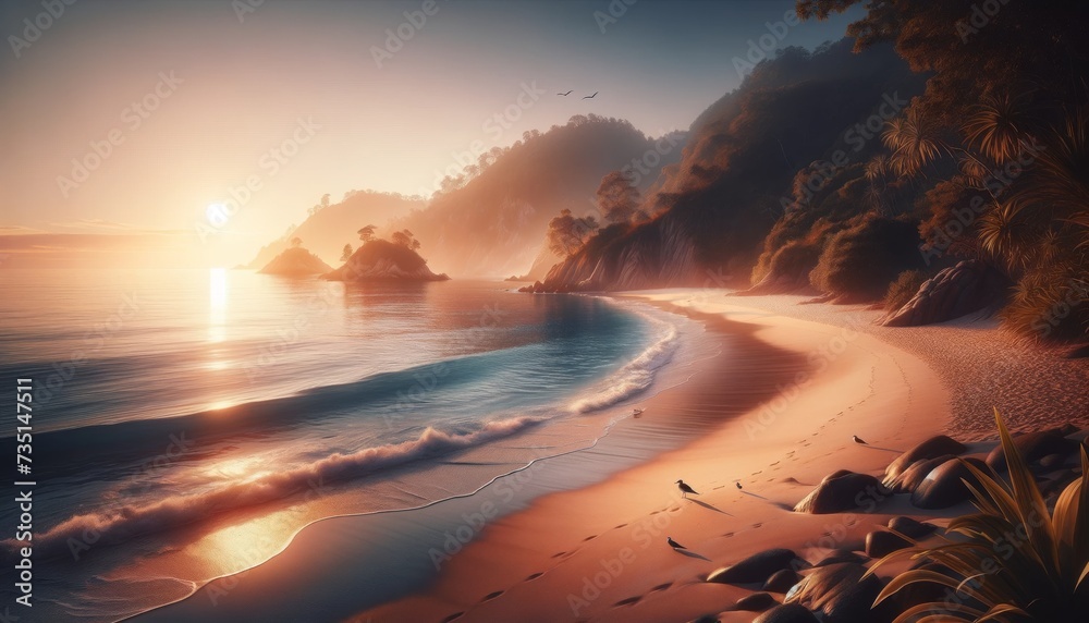 Calm Retreat- Secluded Beach at Sunrise