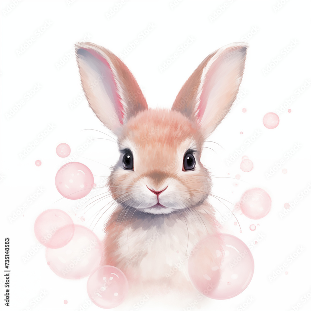 baby rabbit with bubble
