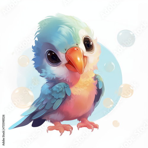 baby parrot illustwith bubble
