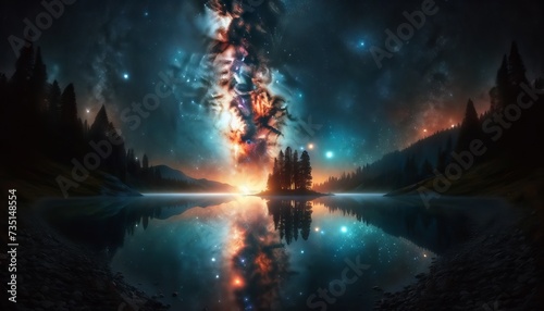 Celestial Serenade- Milky Way over Tranquil Lake © Анастасия Малькова