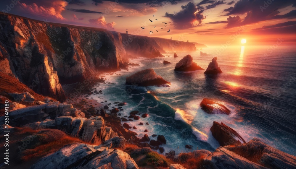 Serenade of the Sea- Coastal Cliffs at Sunset