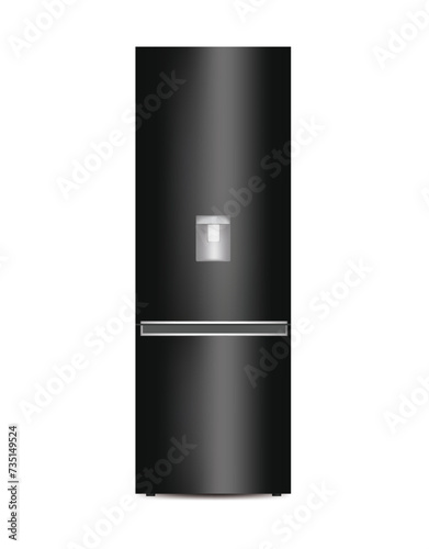 Black kitchen refrigerator. vector illustration