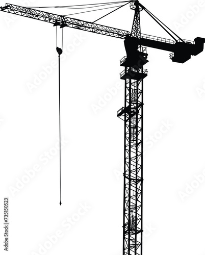 Silhouette Rail Mounted Tower Crane Industrial Heavy Equipment Black Color Only