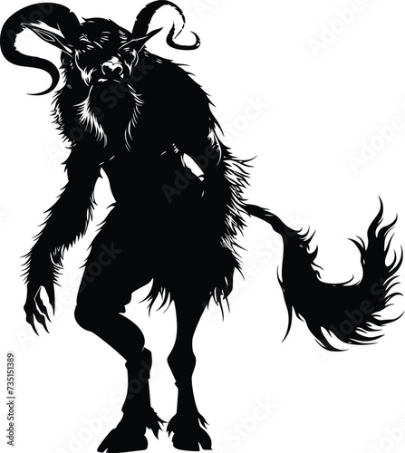 Silhouette satyr ancient mythology creature black color only full body
