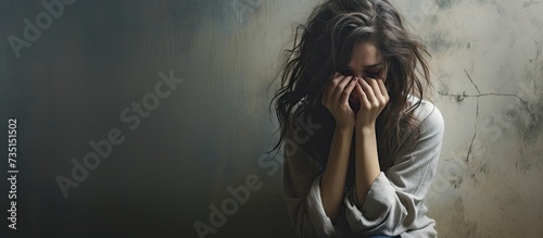 unhappy depression woman in mental health problem loneliness female person are sad and stress despair people lonely and anxiety with upset psychology trouble worried care with psychologist