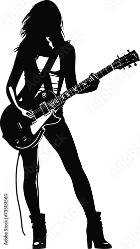 Silhouette lady rocker in perform black color only full body