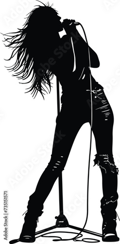 Silhouette lady rocker in perform black color only full body