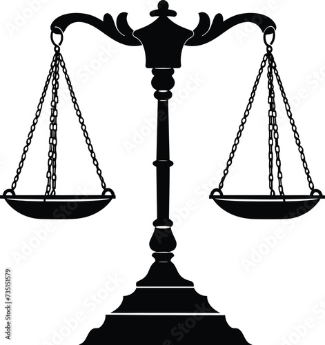 Silhouette scales symbol of justice black color only