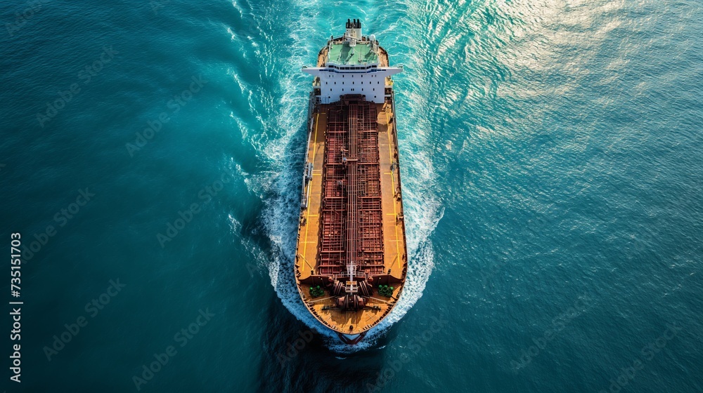 Huge freight ship traveling across the ocean Huge freight ship traveling across the ocean