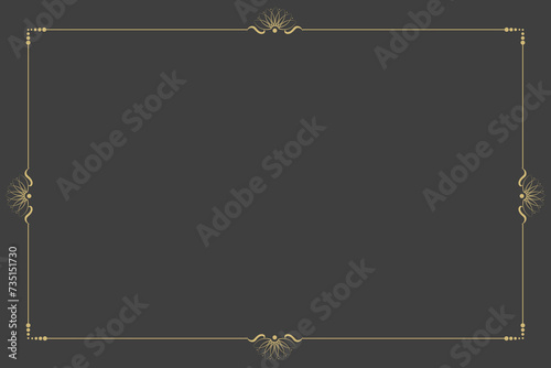 Rectangle border frame design concept of lotus flower and lines isolated on dark background - vector illustration photo