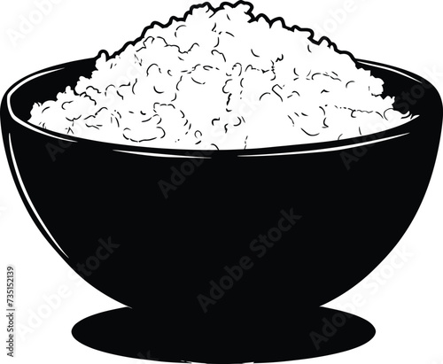 Silhouette a bowl of rice food black color only