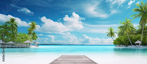 Fototapeta Naklejka Na Ścianę i Meble -  summer seascape maldives beach summer seascape vacation summer seascape. Creative Banner. Copyspace image
