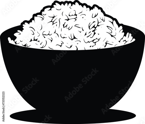 Silhouette a bowl of rice food black color only