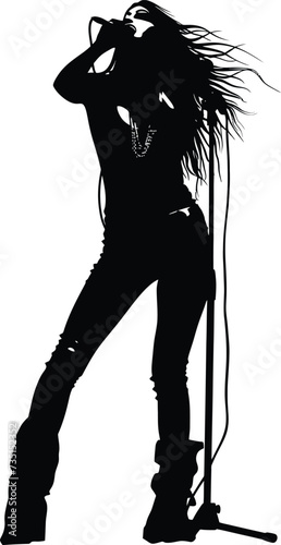 Silhouette lady rocker in perform black color only full body