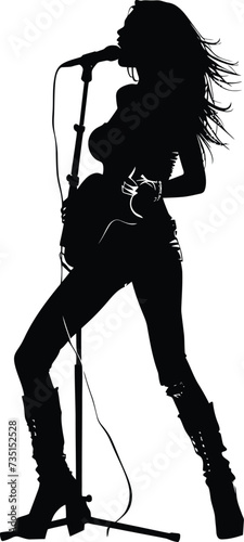Silhouette lady rocker in perform black color only full body