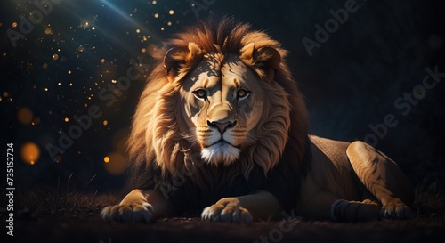 lion in the dark background