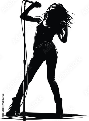 Silhouette lady rocker in perform black color only full body