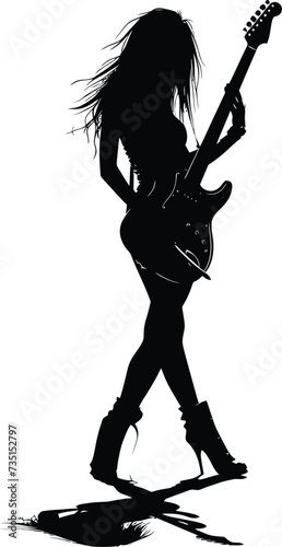 Silhouette lady rocker in perform black color only full body