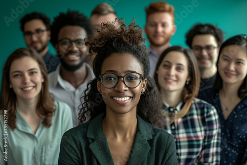 Group, portrait and business people in an office for collaboration, teamwork and corporate meeting. Confident, empowerment and diverse staff standing together for support and leadership in workplace