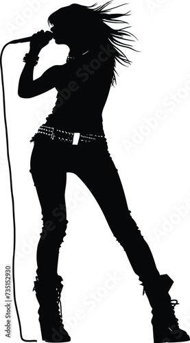 Silhouette lady rocker in perform black color only full body