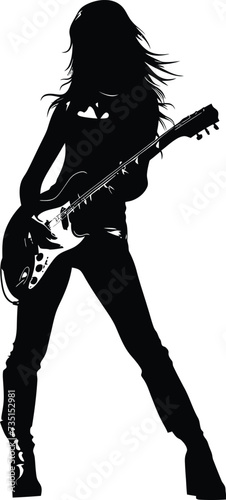 Silhouette lady rocker in perform black color only full body