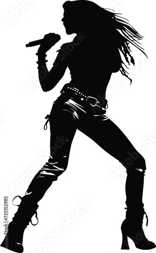 Silhouette lady rocker in perform black color only full body