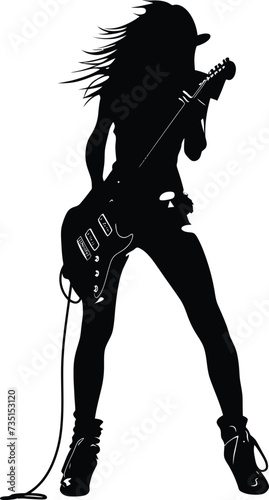 Silhouette lady rocker in perform black color only full body
