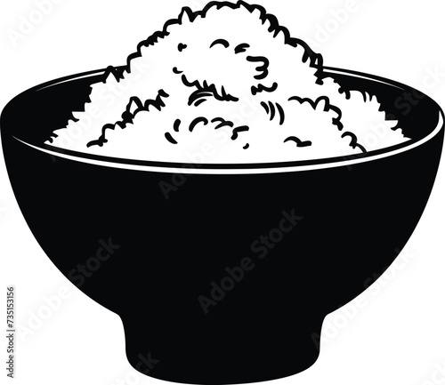 Silhouette a bowl of rice food black color only