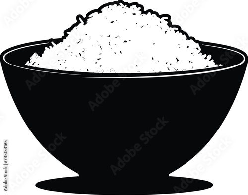 Silhouette a bowl of rice food black color only