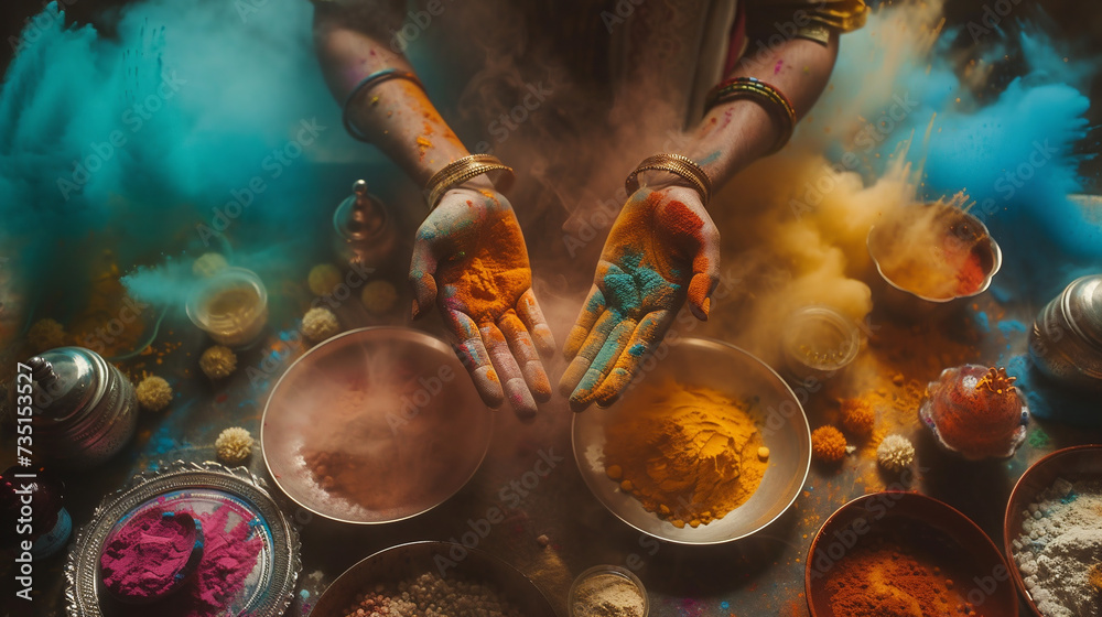 Happy Holi festival colorful background. 