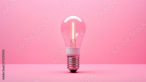 A pink light bulb placed on a pink surface. This image can be used to depict uniqueness, creativity, or to add a pop of color to any design