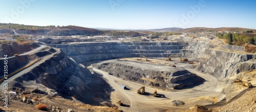 Open pit mine in Balaklava near Sevastopol city. Creative Banner. Copyspace image