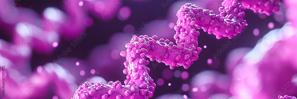 Scientific illustration of protein structure, concept of biological and medical research, abstract background of microbiology Scientific illustration of protein structure, concept of biological and medical research, abstract background of microbiology