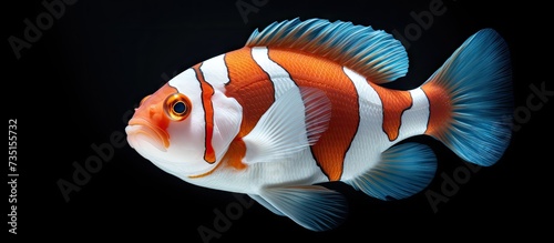 Snow Onyx Clownfish Amphriprion ocellaris x Amphriprion percula. Creative Banner. Copyspace image photo