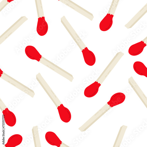 Creative texture.  Row of Matches Pattern on a white Background. Creative texture.