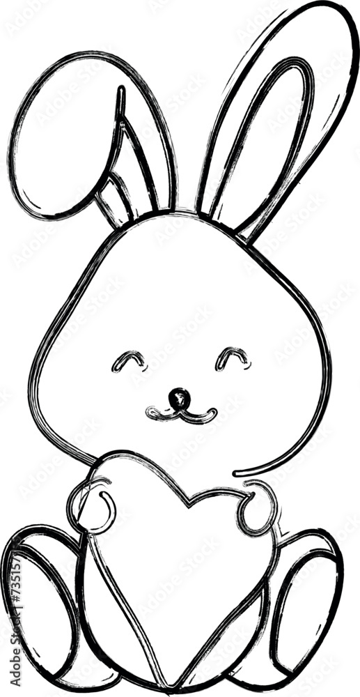 Rabbit with heart drawing holiday decoration. Rabbit with heart drawing holiday decoration.