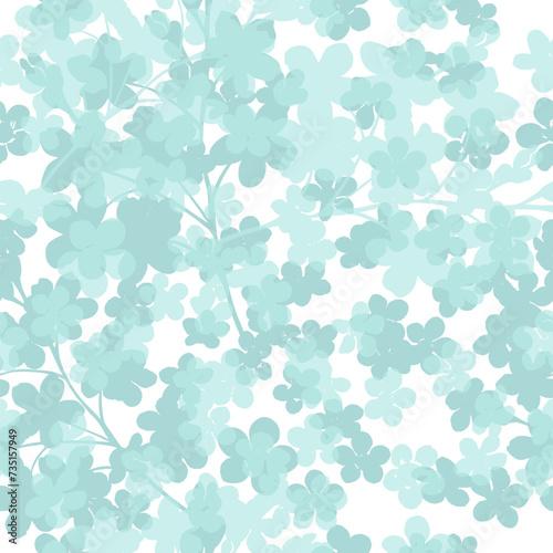 Seamless background with small blue flowers. hand drawing. Not AI, Vector illustration