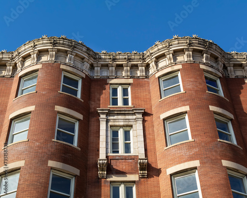 Old red brick building facade in Boston, MA, USA photo