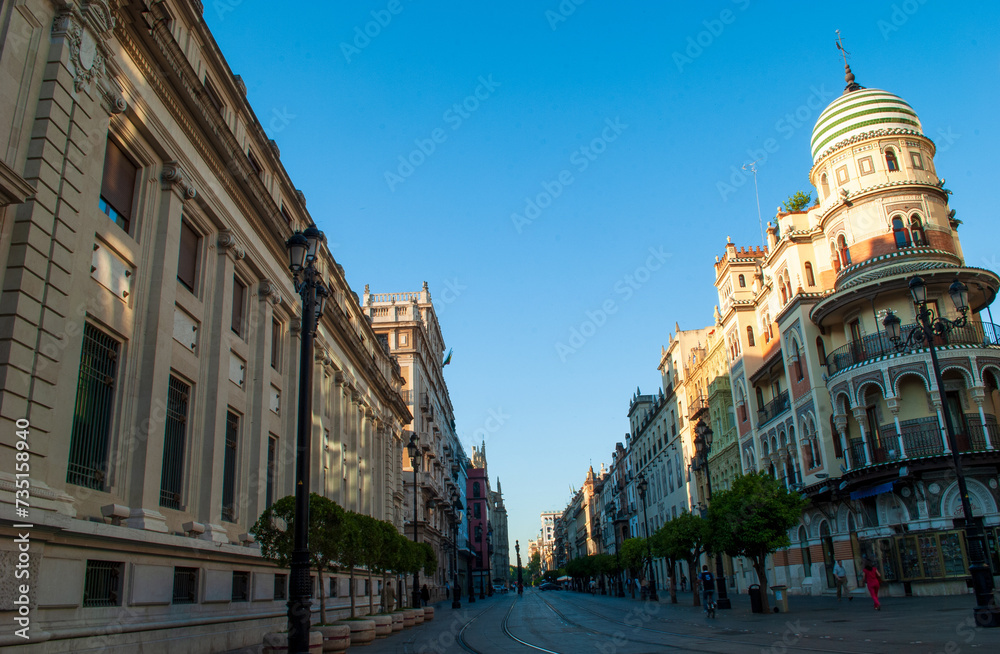 Naklejka premium the splendid architecture between the ancient and the modern in the center of Seville in Andalusia