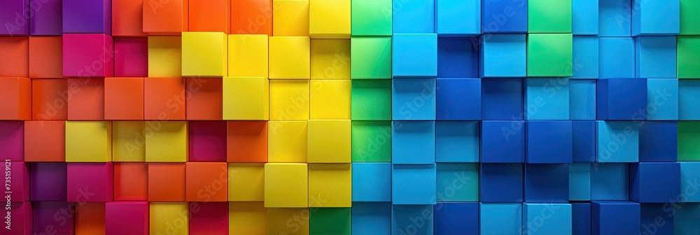 Colorful cubes spectrum, mosaic textured background of rainbow colours Colorful cubes spectrum, mosaic textured background of rainbow colours