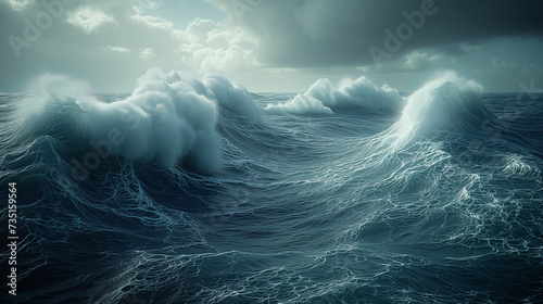 Beautiful seascape with huge waves during sea storm.