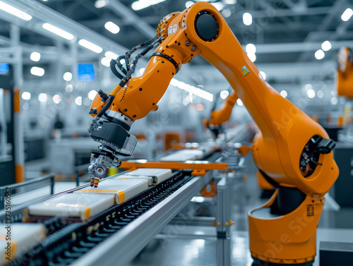 Advanced robotic technology enhances quality assurance in an eco-friendly factory, emphasizing sustainable production with minimal environmental impact.