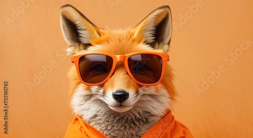 Funny fox wearing sunglasses