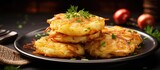 mash potato pancakes so simple pan fried potato pancake using leftover mashed potatoes. Creative Banner. Copyspace image